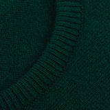 William Lockie Bottle Green Crew Neck Cashmere Sweater Brim