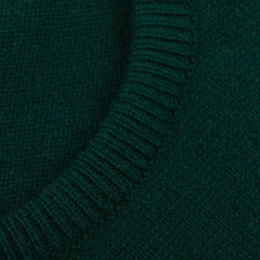 William Lockie Bottle Green Crew Neck Cashmere Sweater Brim