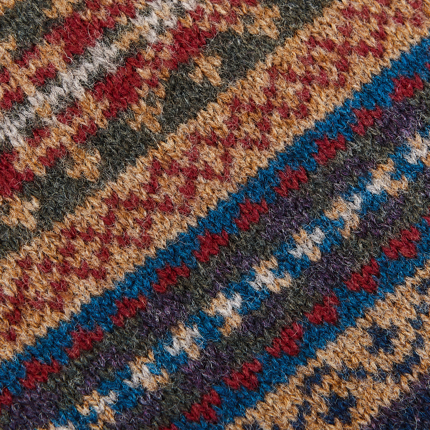 William Lockie Brown Fairisle Crew Neck Lambswool Sweater Fabric