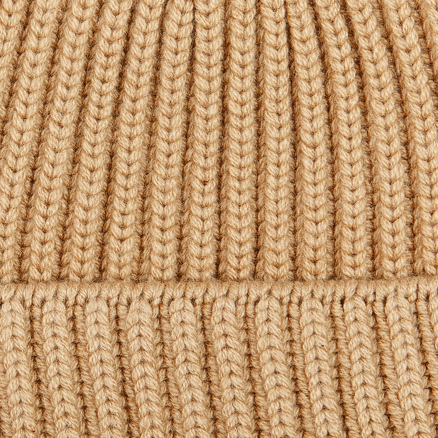 William Lockie Camel Cashmere Ribbed Beanie Fabric