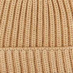 William Lockie Camel Cashmere Ribbed Beanie Fabric