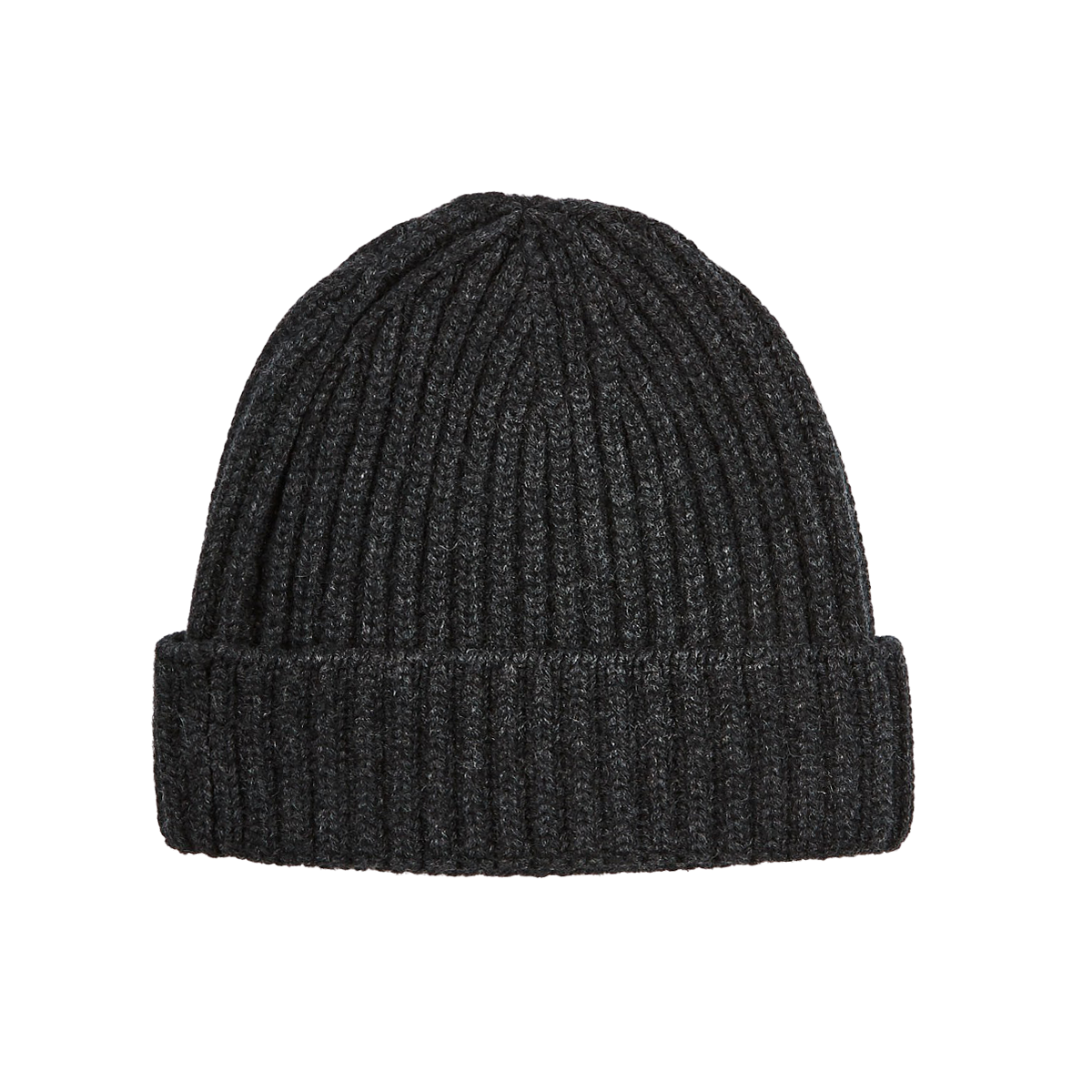 William Lockie Charcoal Grey Cashmere Ribbed Beanie Feature