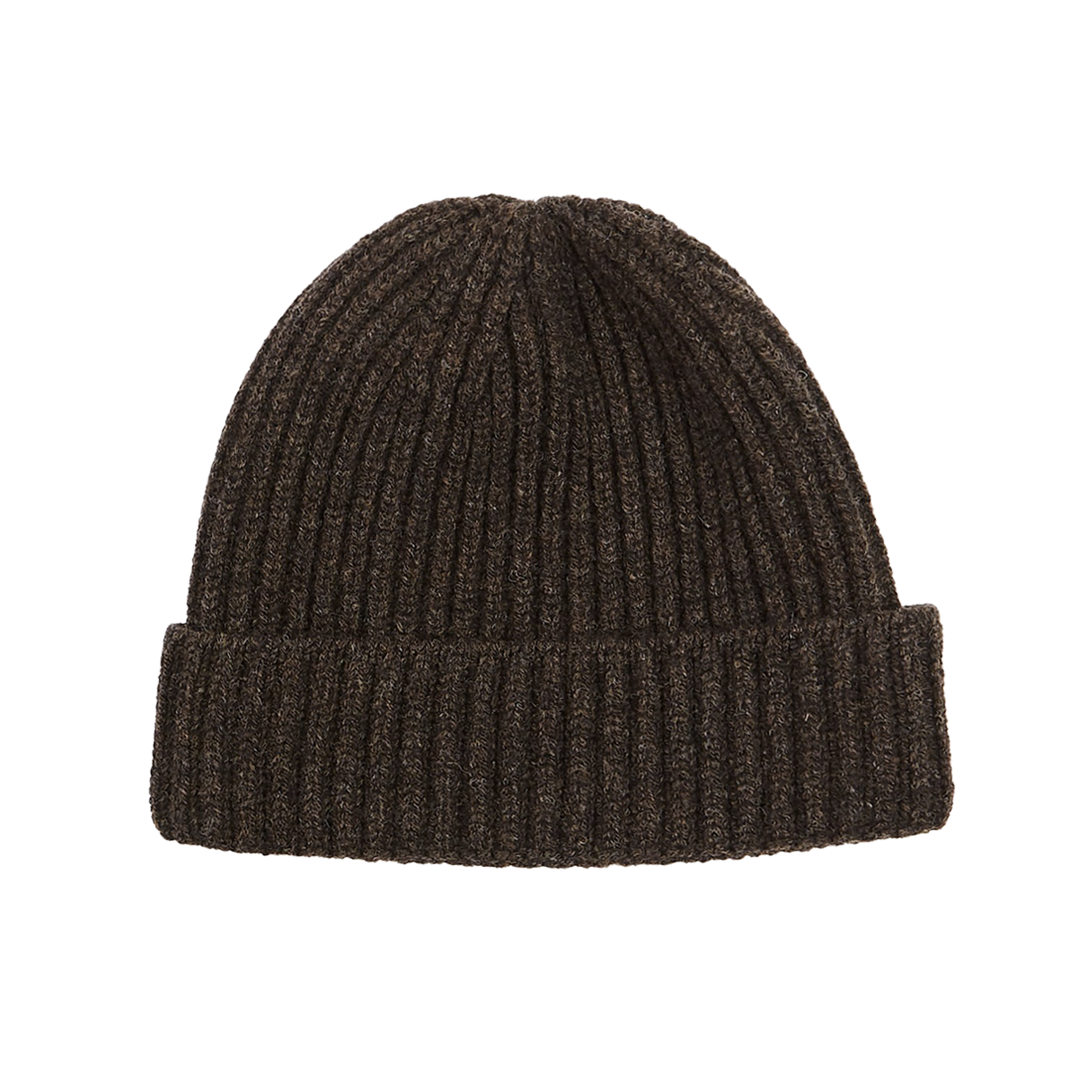 William Lockie Cocoa Geelong Lambswool Ribbed Beanie Feature