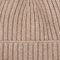 William Lockie Dark Natural Cashmere Ribbed Beanie Fabric1