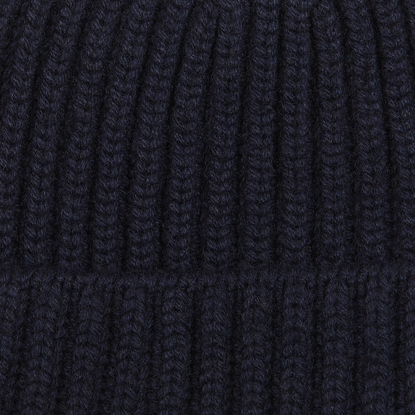 William Lockie Dark Navy Cashmere Ribbed Beanie Fabric