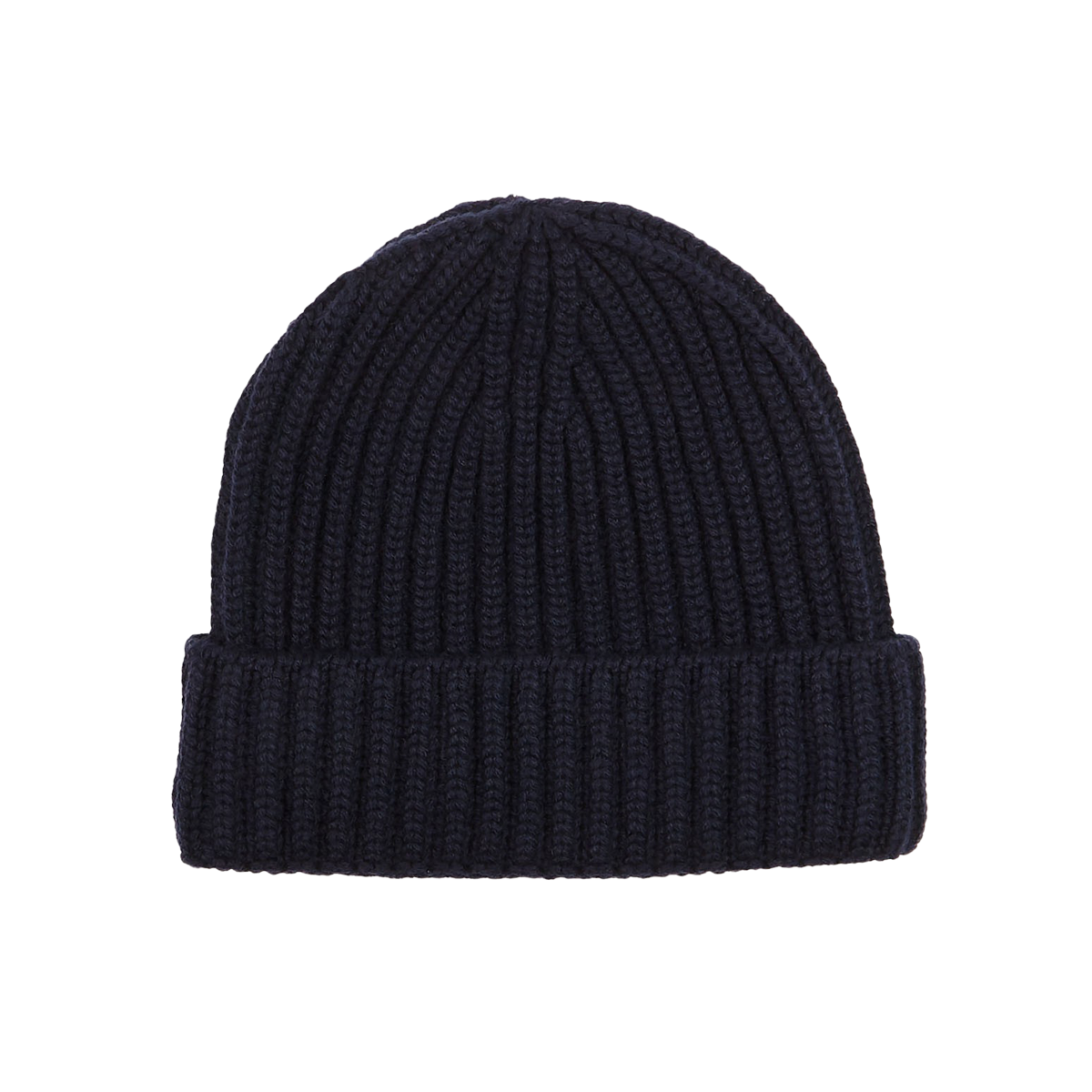 William Lockie Dark Navy Cashmere Ribbed Beanie Feature