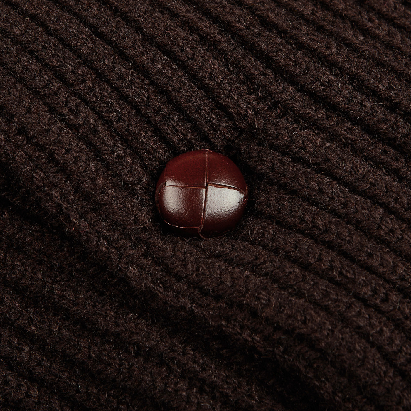 William Lockie Ebony Brown Lambswool Shawl Collar Cardigan Button