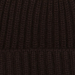 William Lockie Ebony Cashmere Ribbed Beanie Fabric