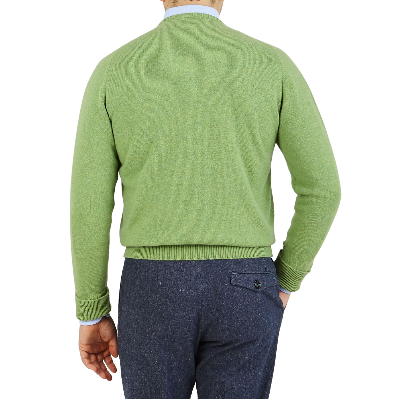 Foliage Green Crew Neck Cashmere Sweater