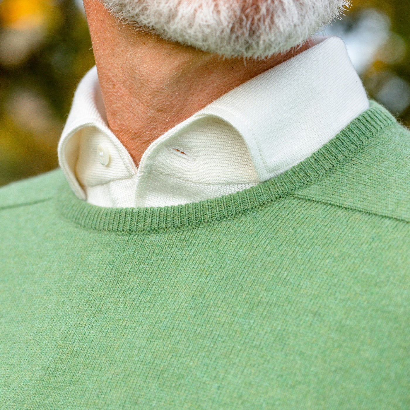 William Lockie | Foliage Green Crew Neck Cashmere Sweater