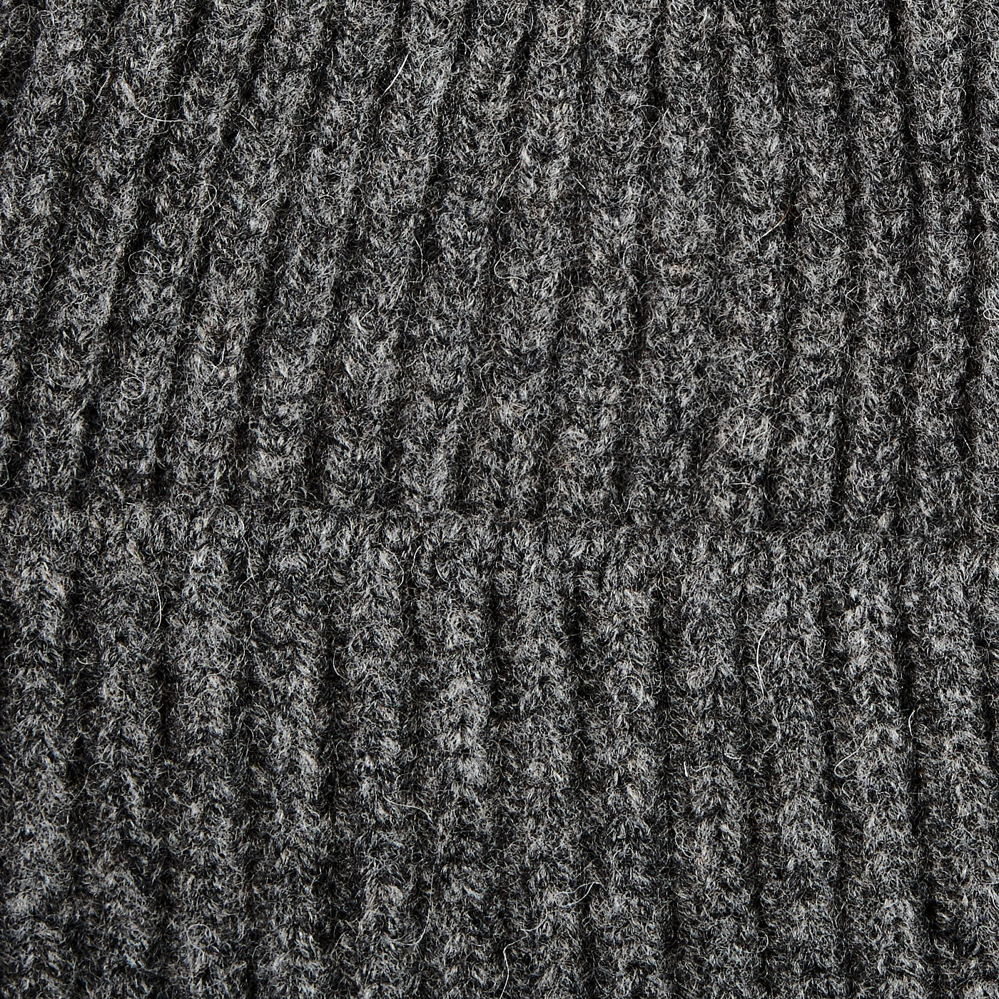 William Lockie Grey Geelong Lambswool Ribbed Beanie Fabric