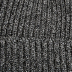 William Lockie Grey Geelong Lambswool Ribbed Beanie Fabric