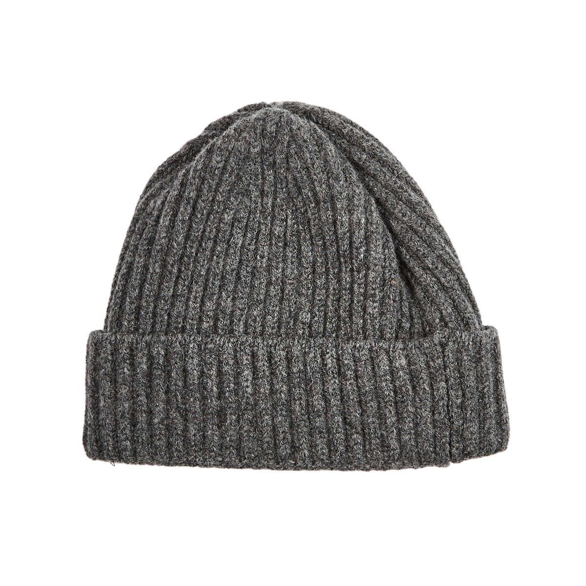 William Lockie Grey Geelong Lambswool Ribbed Beanie Feature