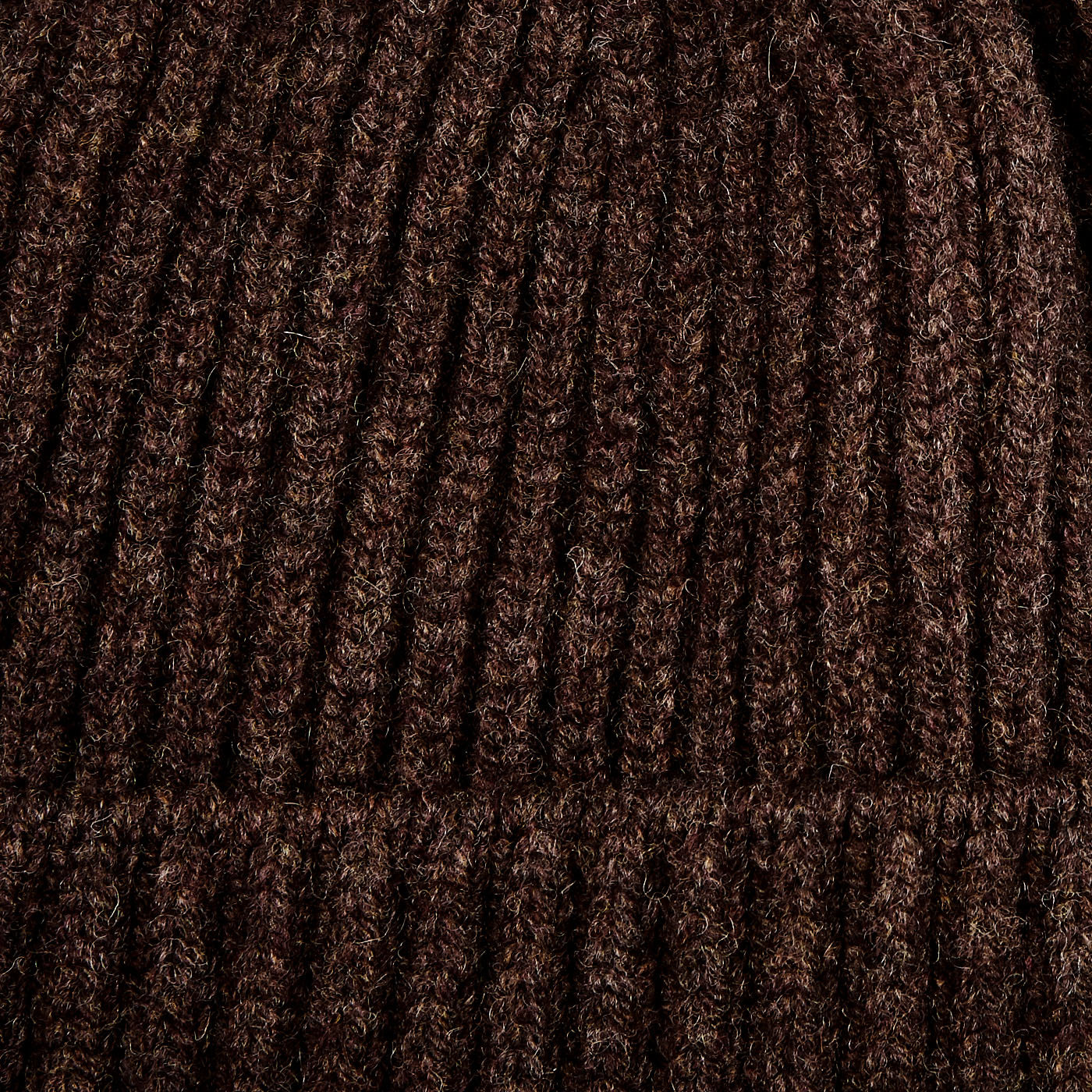 William Lockie Hickory Brown Geelong Lambswool Ribbed Beanie Fabric