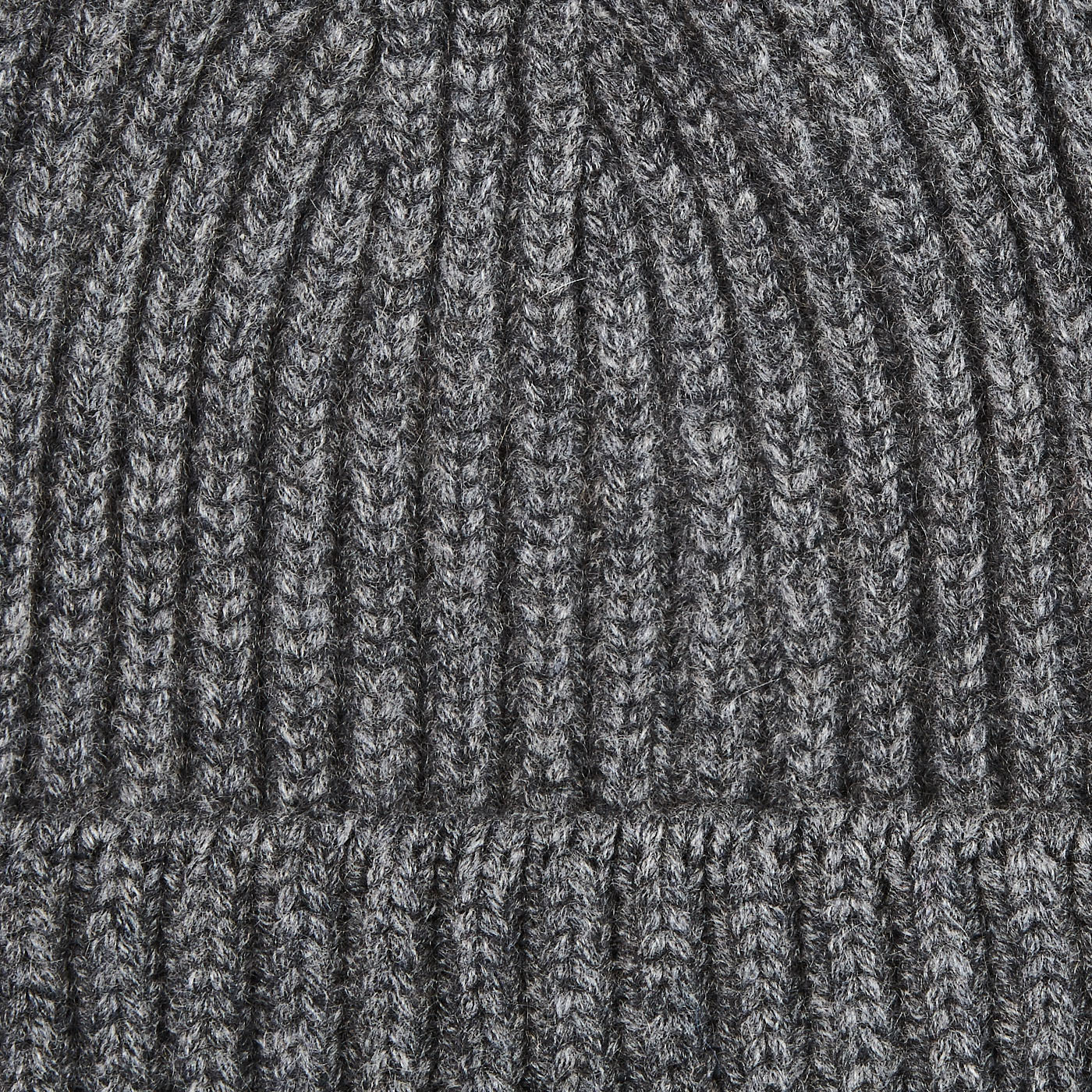 William Lockie Mid Grey Cashmere Ribbed Beanie Fabric