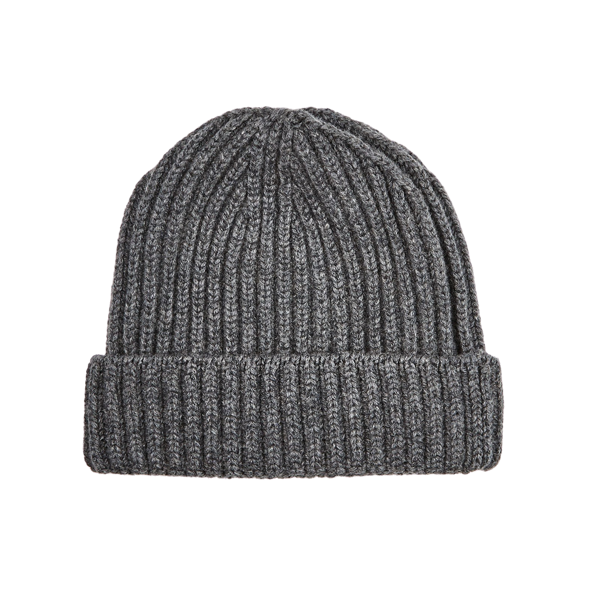 William Lockie Mid Grey Cashmere Ribbed Beanie Feature