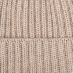 William Lockie Moondust Beige Cashmere Ribbed Beanie Fabric