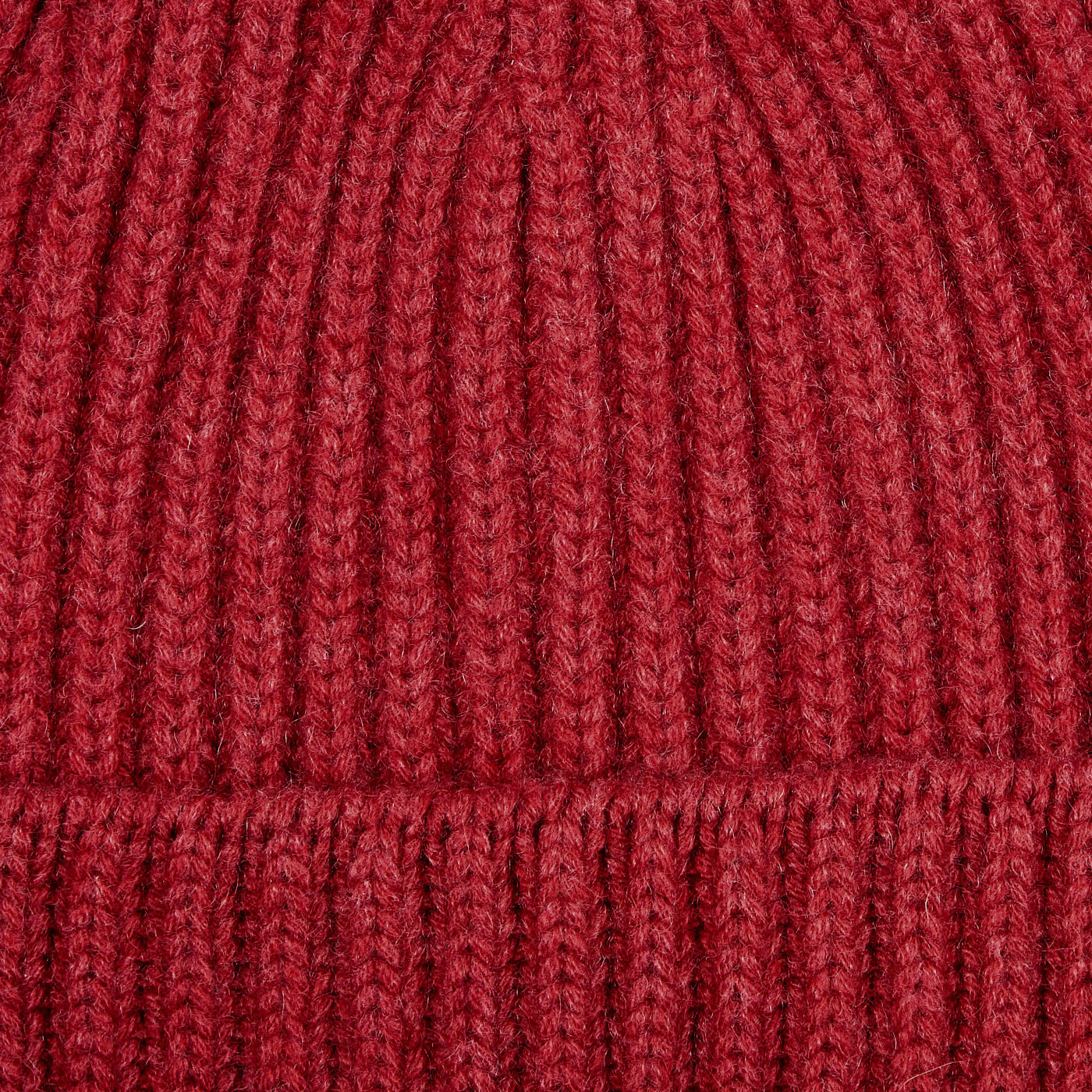 William Lockie Muted Red Cashmere Ribbed Beanie Fabric