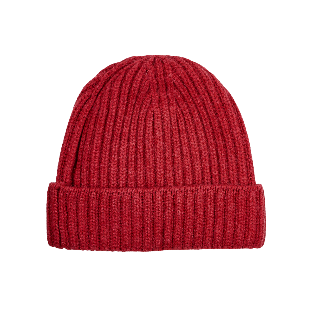 William Lockie Muted Red Cashmere Ribbed Beanie Feature