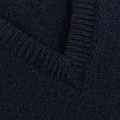 William Lockie Navy Blue Lambswool Slipover Brim