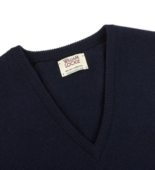 William Lockie Navy Blue Lambswool Slipover Collar