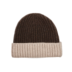 William Lockie Porcupine Two Tone Cashmere Ribbed Beanie Feature