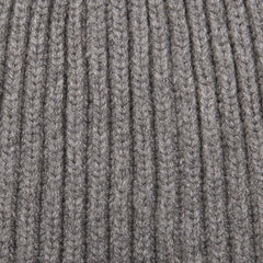 William Lockie Smog Grey Cashmere Ribbed Short Beanie Fabric