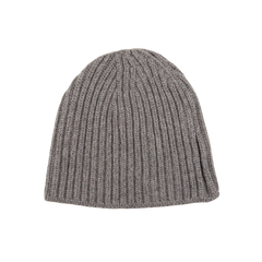 William Lockie Smog Grey Cashmere Ribbed Short Beanie Feature