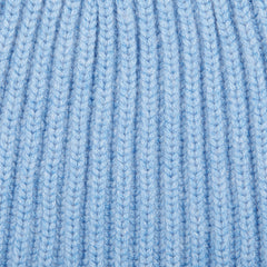 William Lockie Suez Blue Cashmere Ribbed Short Beanie Fabric