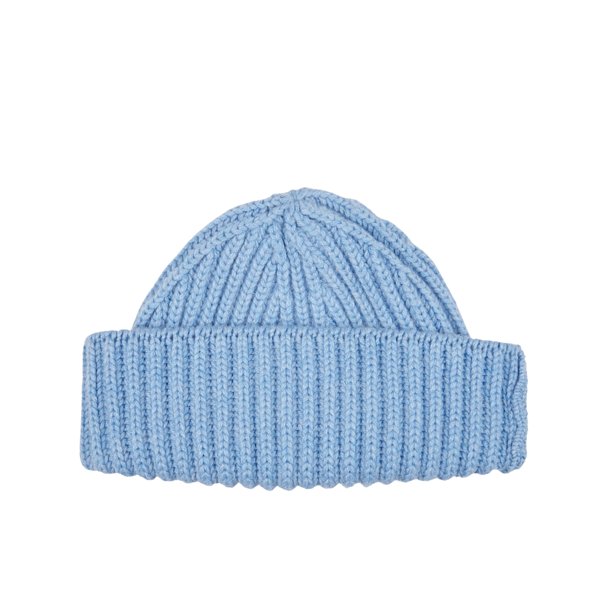 William Lockie Suez Blue Cashmere Ribbed Short Beanie Fold