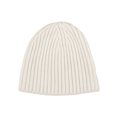 William Lockie White Undyed Cashmere Ribbed Short Beanie Feature