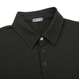 Zanone Moss Green Ice Cotton Polo Shirt Collar