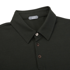 Zanone Moss Green Ice Cotton Polo Shirt Collar