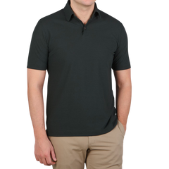 Zanone Moss Green Ice Cotton Polo Shirt Front