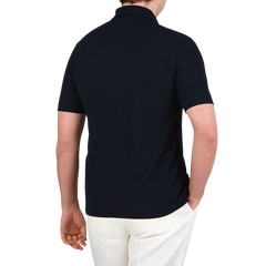 Zanone Navy Blue Ice Cotton Polo Shirt Back