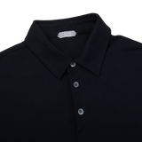 Zanone Navy Blue Ice Cotton Polo Shirt Collar