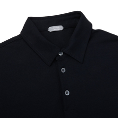 Zanone Navy Blue Ice Cotton Polo Shirt Collar