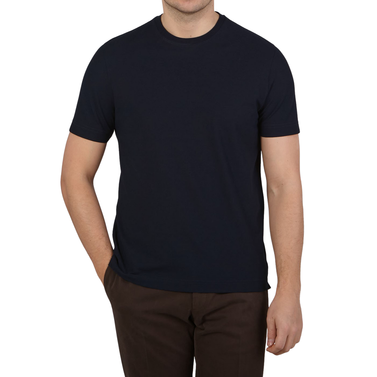 Zanone Navy Blue Ice Cotton T-Shirt Front