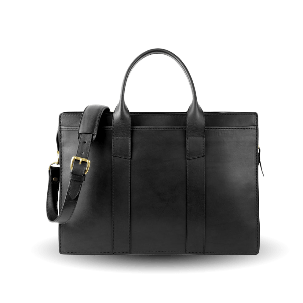 Frank Clegg Black Double Gusset Zip-Top Briefcase