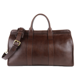 Frank Clegg chocolate signature travel duffle bag front strap